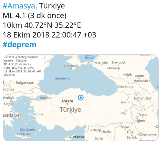 18 Ekim Çarşamba Merzifon, Gümüşhacıköy, Havza, Amasya’da Deprem Oldu? Kaç Şiddetinde?