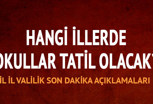 26 Aralık 2018 Çarşamba Okulların Tatil Olduğu İller Listesi